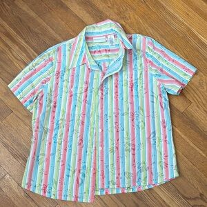 Alfred Dunner Women's Multicolor Striped Button Down Shirt